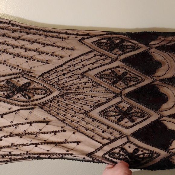 NWOT PINK AND BLACK 1920S CAP SLEEVE SEQUIN EVENING DRESS Medium - Picture 13 of 13